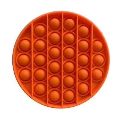 Jucarie antistres din silicon, Push Pop Bubble, Pop It, Neo Toy, forma cerc, Portocaliu, 12x12x1.5cm