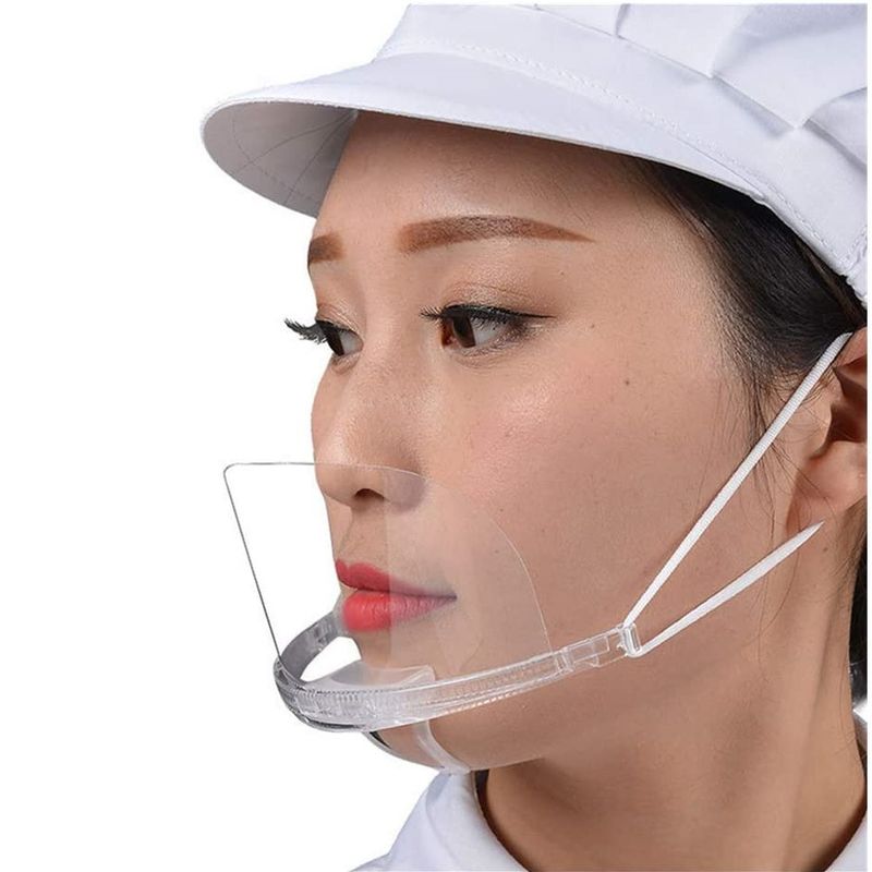 Masca din plastic transparent, pentru nas si gura, folosinta in domeniul HoReCa si Saloane Infrumusetare, transparent