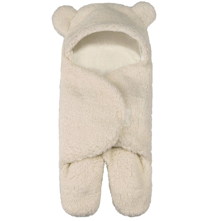 Paturica pufoasa Neo™ Bebe 0-6 luni, calduroasa, in forma de ursulet pentru infasat bebelusi, Bej