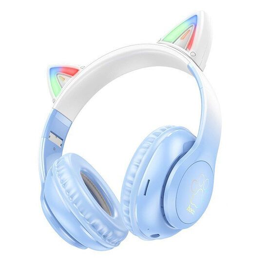Casti Bluetooth pentru Copii, Ajustabile - Hoco Cat Ear (W42) Albastru