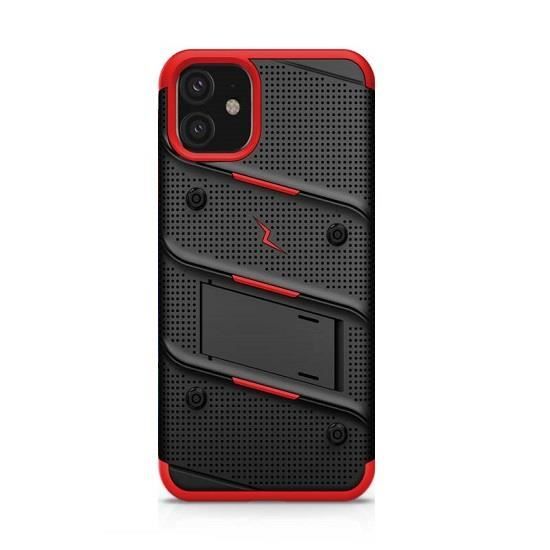 Husa Antisock Compatibila cu Apple iPhone 12 Mini + Folie Sticla - Zizo Bolt Armor Case Black/Red