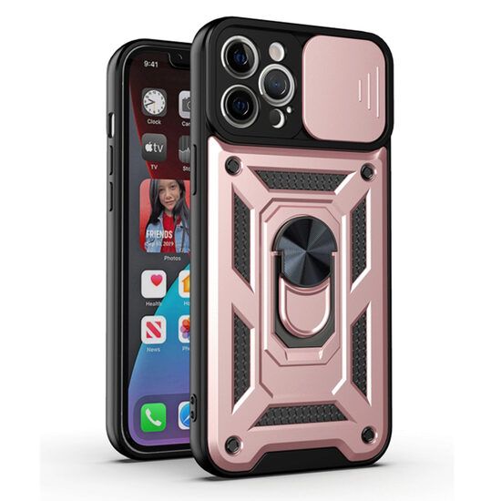 Husa cu Protectie Camera si Inel pentru iPhone 11 Pro Marmalis CamShield Roz