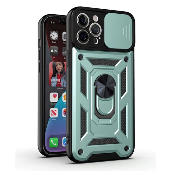 Husa cu Protectie Camera si Inel pentru iPhone 11 Pro Marmalis CamShield Verde