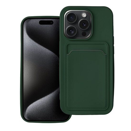 Husa Silicon Compatibila cu Apple iPhone 15 Pro Forcell Card Case Verde
