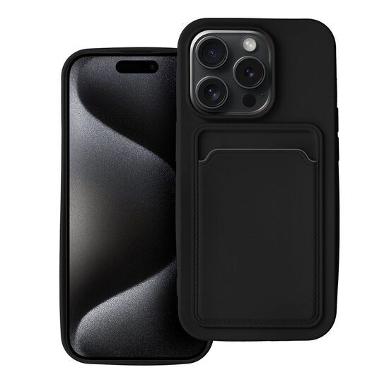 Husa Silicon Compatibila cu Apple iPhone 15 Pro Max Forcell Card Case Negru
