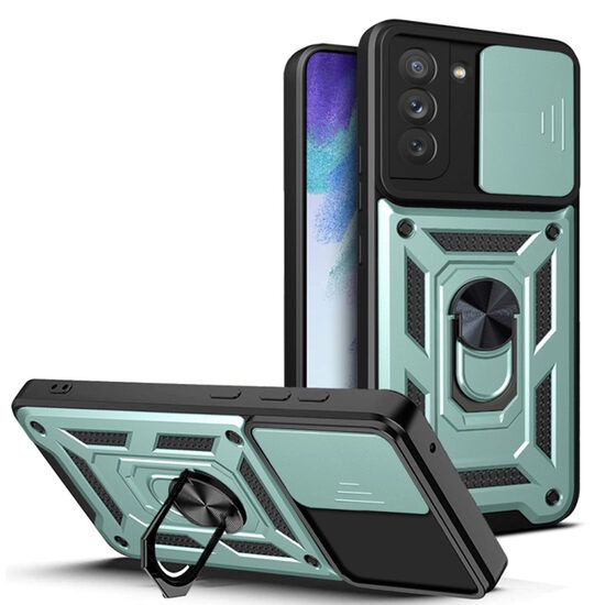 Husa cu Protectie Camera si Inel pentru Samsung Galaxy S21 5G Marmalis CamShield Verde