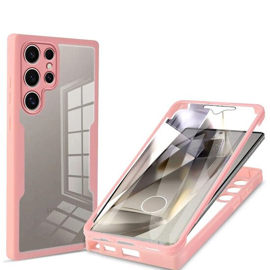Husa pentru Samsung Galaxy S24 Ultra cu Folie de Protectie Marmalis ColorVerse 360 Pink