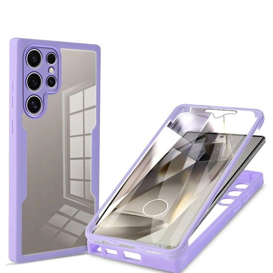 Husa pentru Samsung Galaxy S24 Ultra cu Folie de Protectie Marmalis ColorVerse 360 Purple