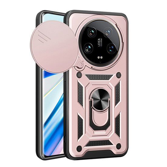 Husa cu Protectie Camera si Inel pentru Xiaomi 14 Ultra Marmalis CamShield Roz