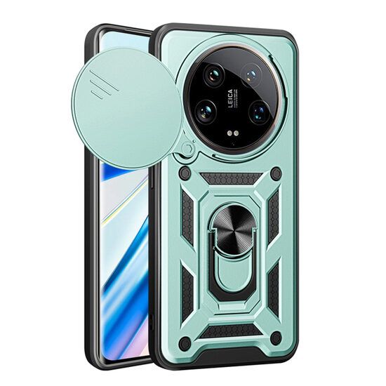 Husa cu Protectie Camera si Inel pentru Xiaomi 14 Ultra Marmalis CamShield Verde
