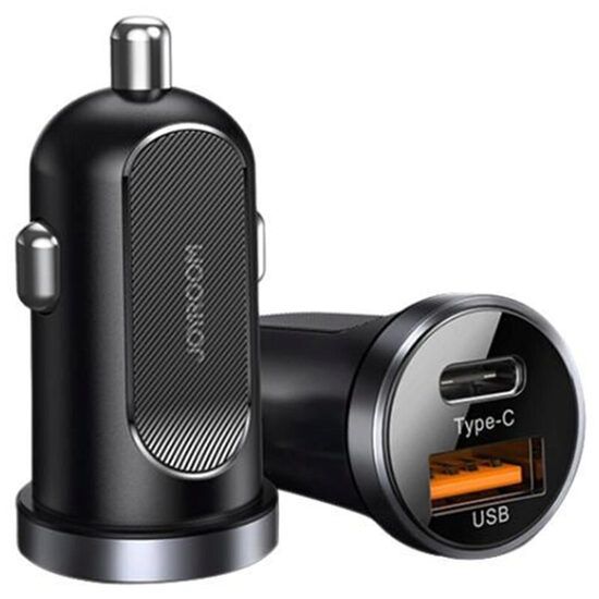 Incarcator Auto Fast Charging USB QC3.0, Type-C 30W - JoyRoom (C-A08) Negru