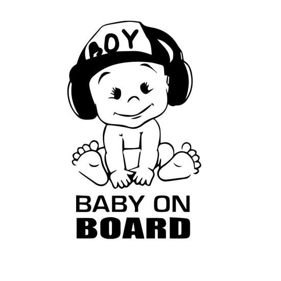 Sticker Decorativ Auto Baby On Board Boy 20 x 12 cm Model 12 Negru
