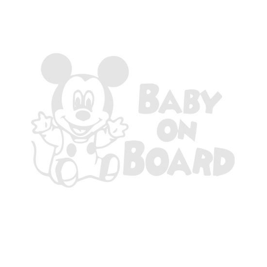 Sticker Decorativ Auto Baby On Board  Mickey 20 x 13 cm Model 13 Alb