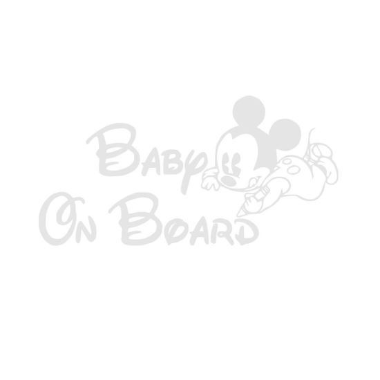 Sticker Decorativ Auto Baby On Board  Mickey 20 x 10 cm Model 15 Alb