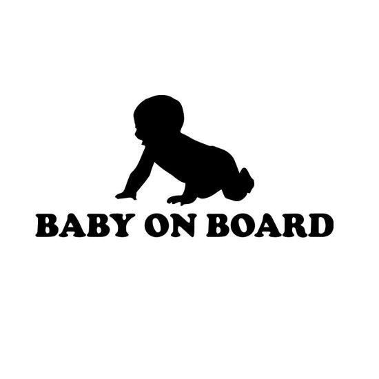 Sticker Decorativ Auto Baby On Board 20 x 9.5 cm Model 14 Negru