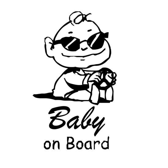 Sticker Decorativ Auto Baby On Board 19 x 11.5 cm Model 22 Negru