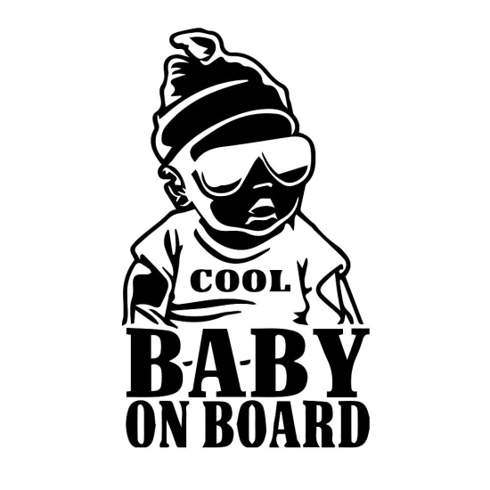 Sticker Decorativ Auto Baby On Board Cool 20 x 12 cm Model 26 Negru