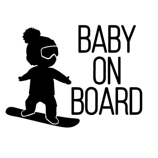 Sticker Decorativ Auto Baby On Board SnowBoard 20 x 15 cm Model 17 Negru