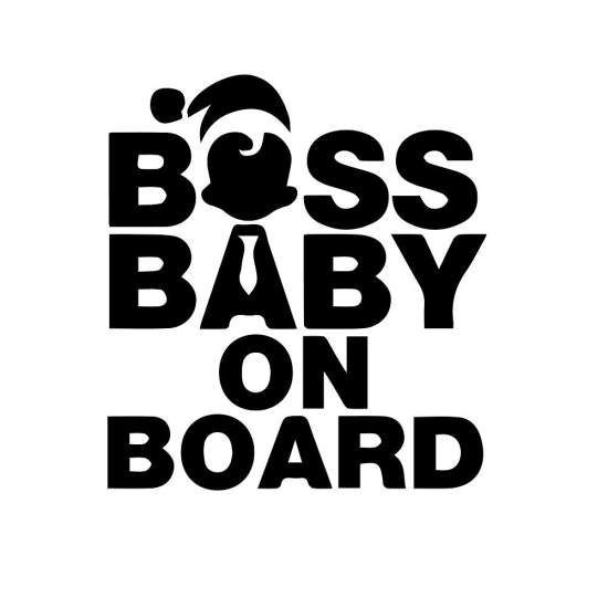 Sticker Decorativ Auto Boss Baby On Board 17 x 15,5 cm  Model 24 Negru