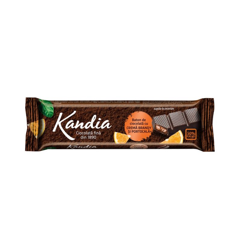 Baton de ciocolata Kandia, cu brandy si portocala, 46g