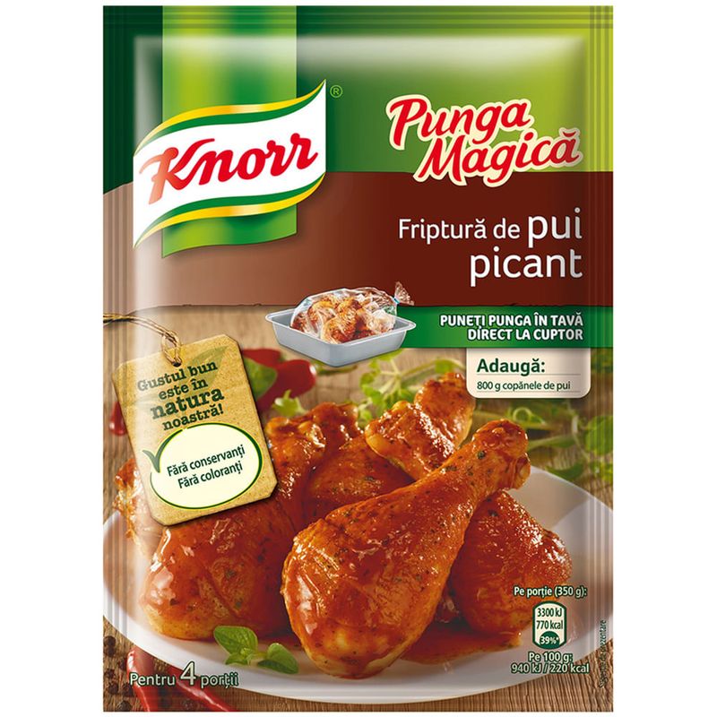 Punga cu condimente pentru fiptura de pui picant Knorr, 28g
