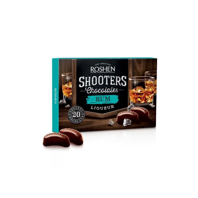 Praline de ciocolata Roshen Shooters cu lichior de rom 150g