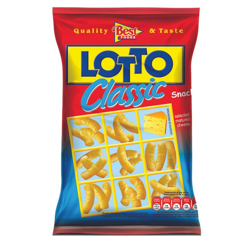 Snacks Lotto Classic cu cascaval, 35 g