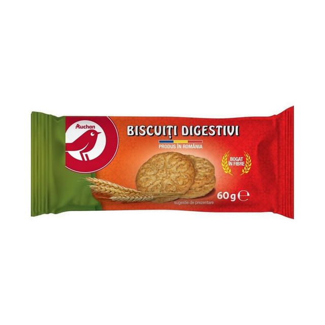 Biscuiti digestivi simpli Auchan, 60 g