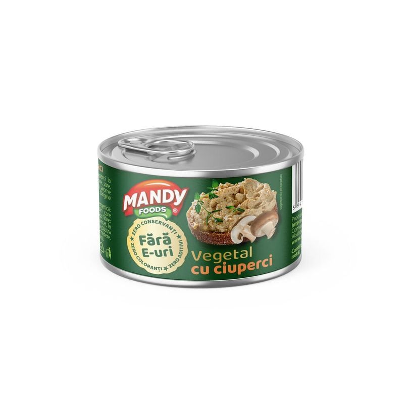 Pasta vegetala tartinabila cu ciuperci fara E-uri Mandy, 145 g