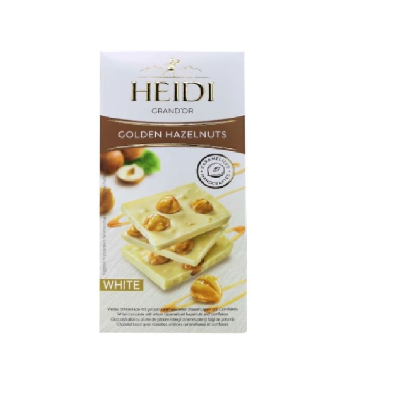 Ciocolata alba golden Hazelnuts Heidi grand'or, 100 g