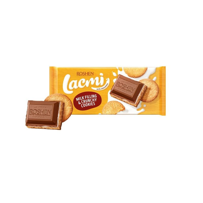 Ciocolata cu lapte si biscuiti Roshen Lacmi, 100 g