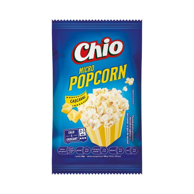 Popcorn cu cascaval, pentru microunde, Chio, 80 g