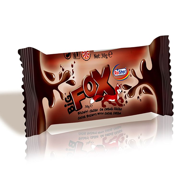Biscuiti de cacao cu crema de cacao Big Fox RoStar, 30g