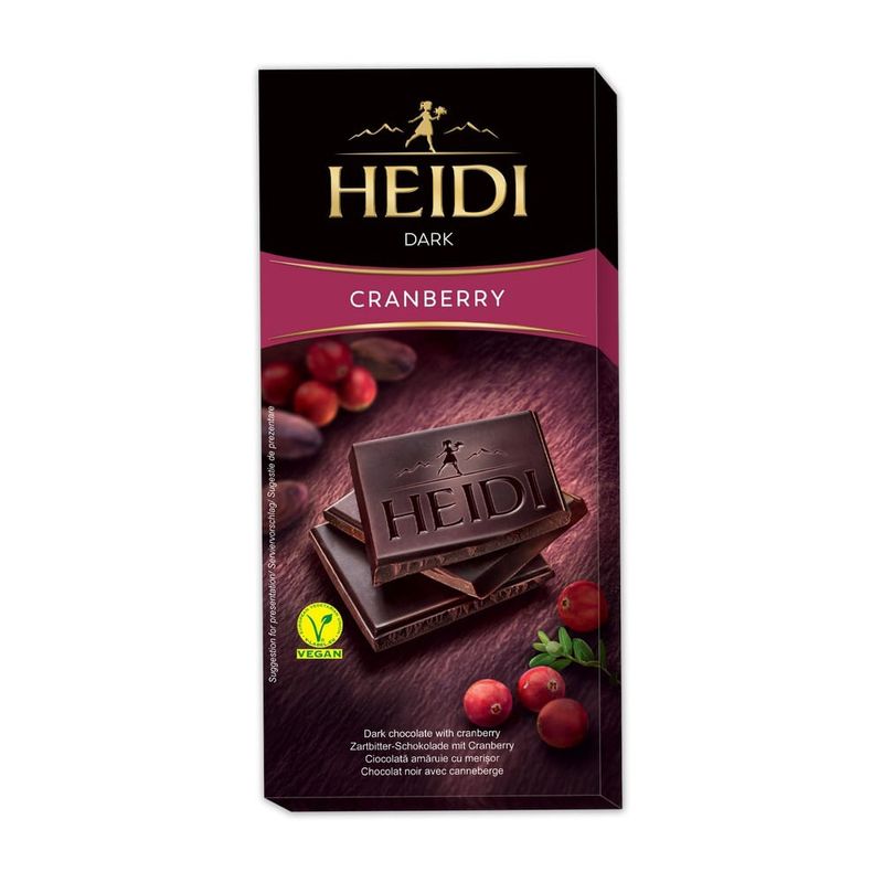 Ciocolata neagra Heidi Dark Cranberry, 80 g