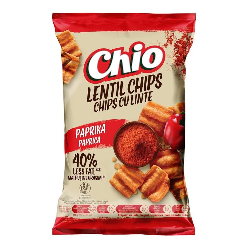Chipsuri cu linte si paprika Chio, 65 g