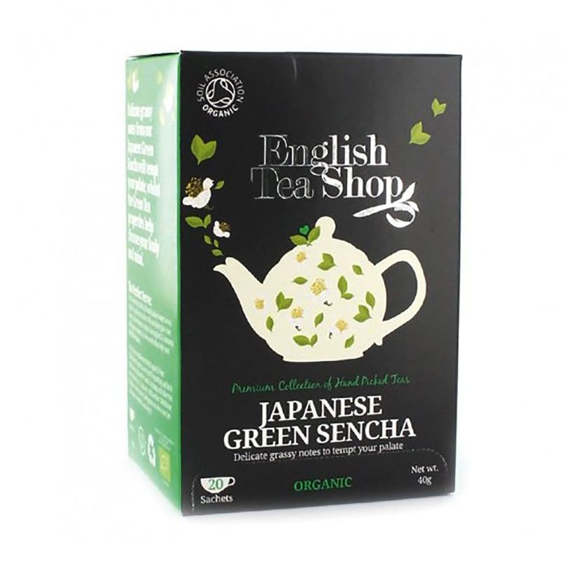 Ceai organic English Tea Shop, green sencha, 20 plicuri, 40g