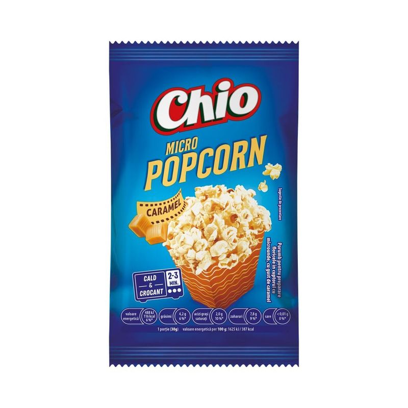 Popcorn cu caramel, pentru microunde, Chio, 90 g