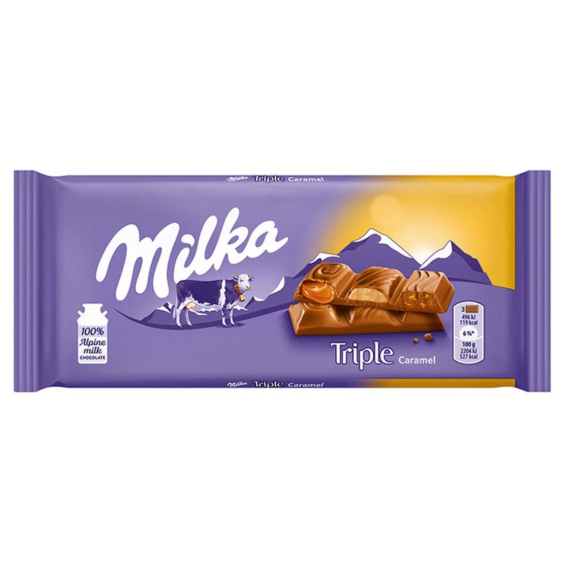 Ciocolata Milka Triple Caramel, 90 g