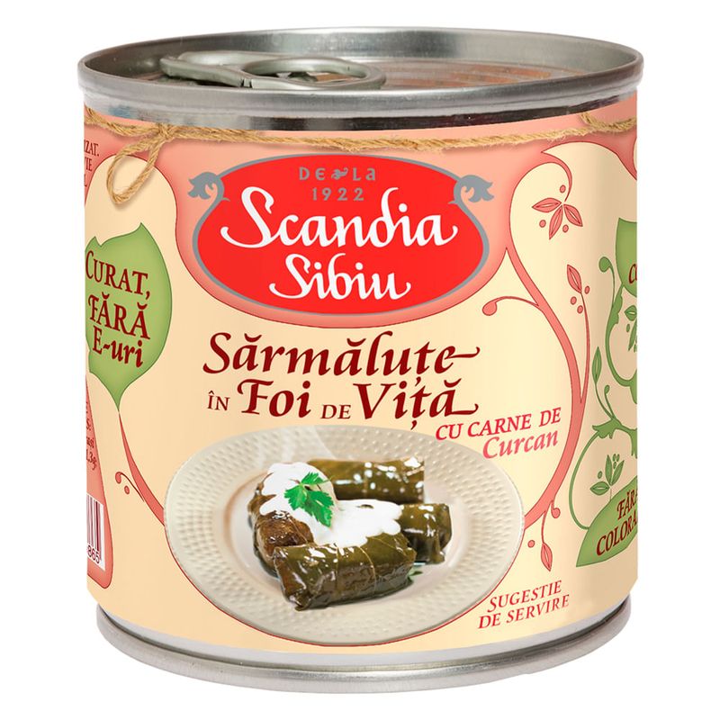 Sarmalute in foi de vita Scandia Sibiu cu carne de curcan, 400 g