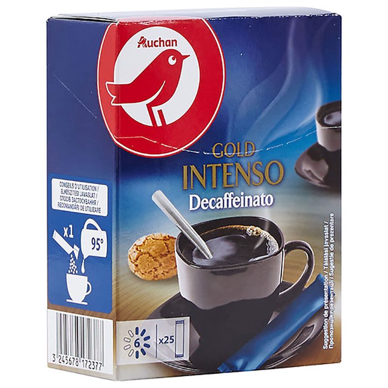 Cafea solubila decofeinizata Auchan plicuri 25 x 2 g