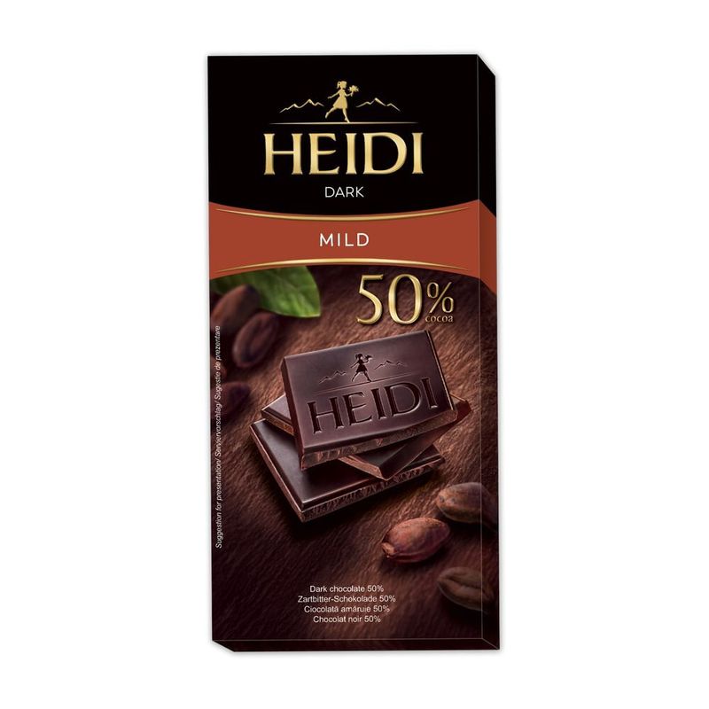 Ciocolata neagra Heidi Dark Mild 50%, 80 g