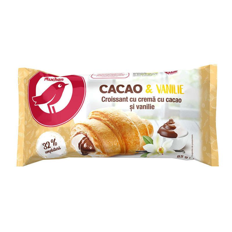 Croissant cu crema cu cacao si vanilie Auchan, 85 g