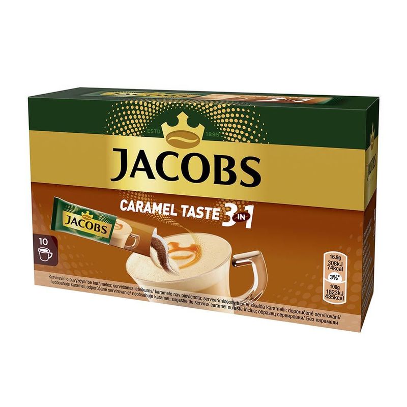 Cafea solubila Jacobs Caramel Taste 3in1, 10 x 16.9g