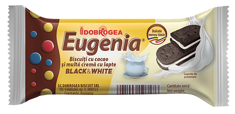 Eugenia Black&White cu crema de lapte, 36g