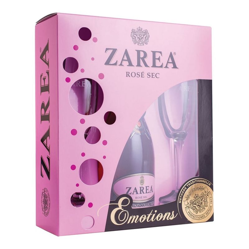 Pachet promo: Vin spumant rose Zarea + 2 pahare