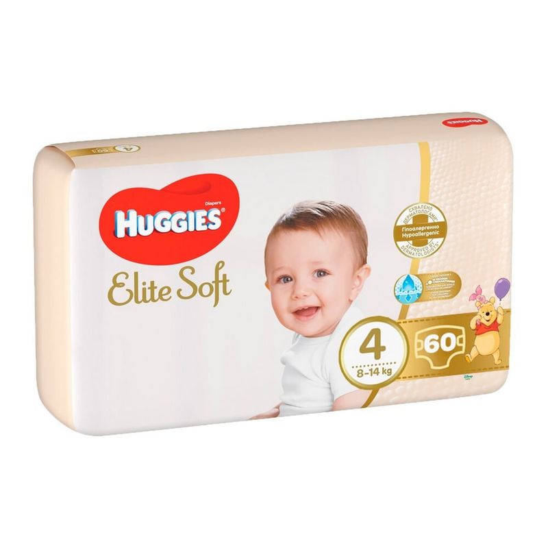 Scutece Huggies Elite Soft Mega, marimea 4, 8-14kg, 60 bucati