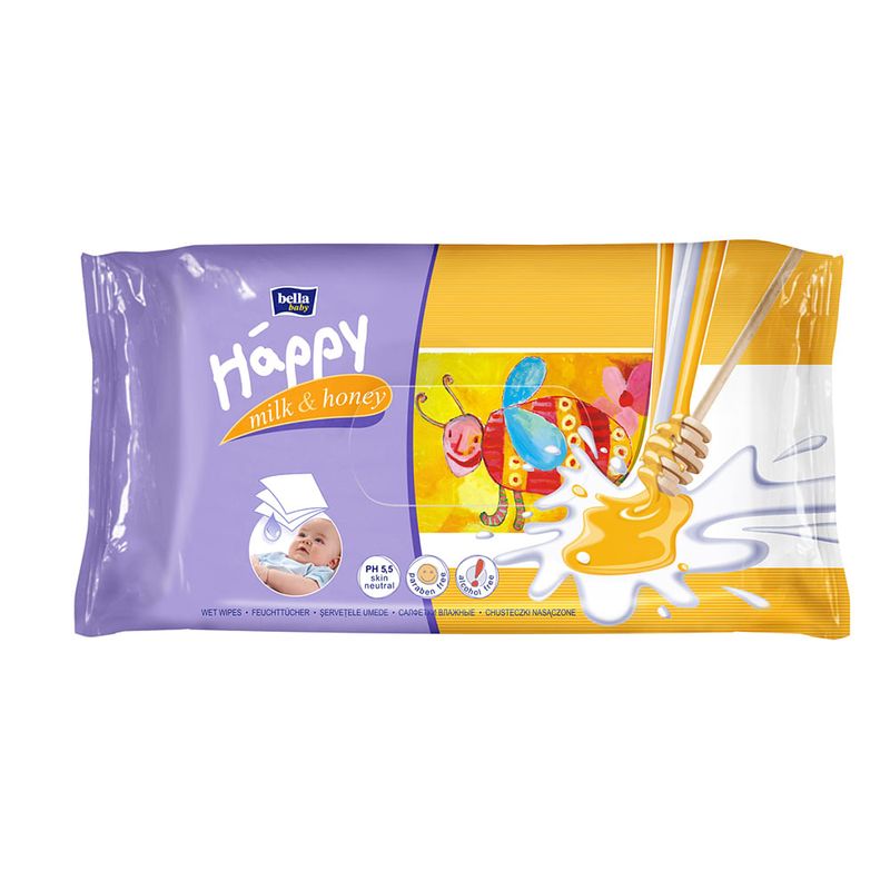 Servetele umede Happy Milk & Honey cu extract din lapte si miere