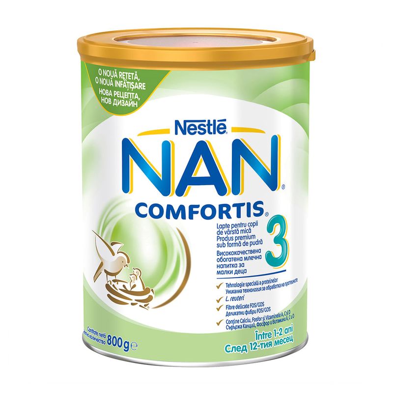 Lapte praf copii Nestle NAN COMFORTIS 3, intre 1-2 ani, 800g