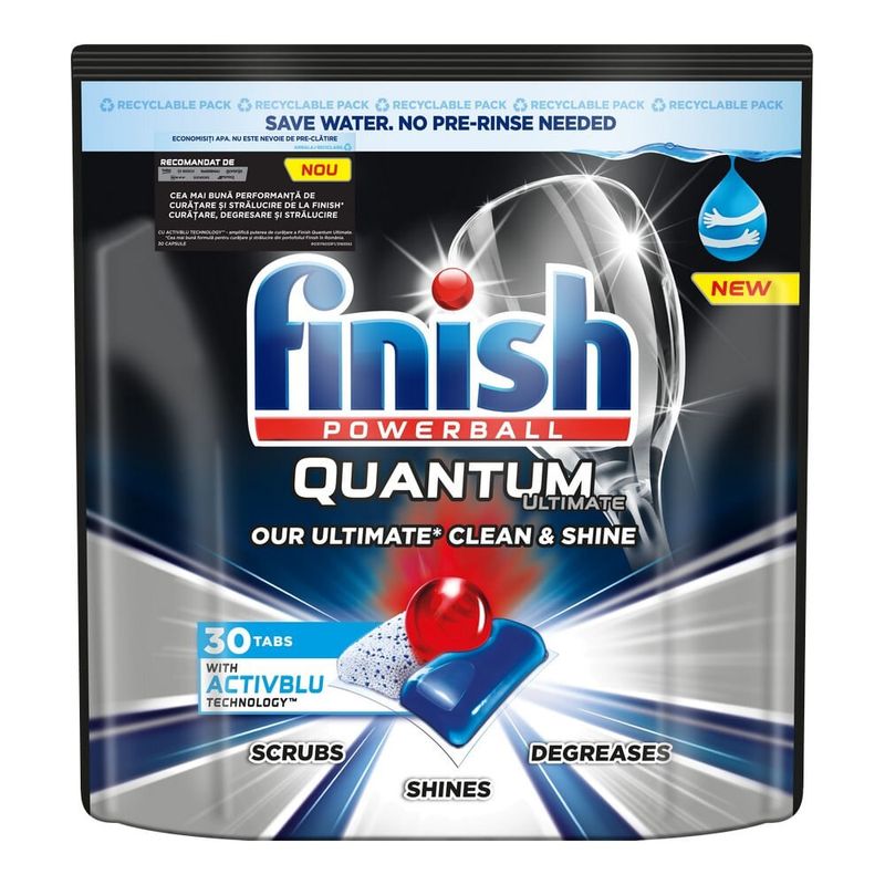 Detergent de vase tablete Finish Quantum Ultimate, 30 bucati