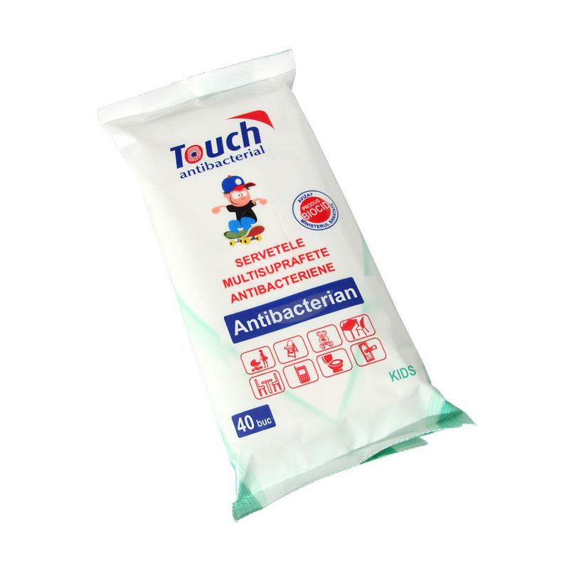 Servetele antibacteriene multisuprafete Kids Touch, 40 buc